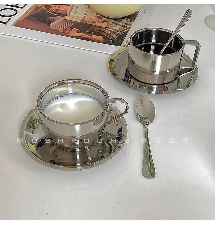 Tasse et Soucoupe en Acier Inoxydable | Tokko Studio.